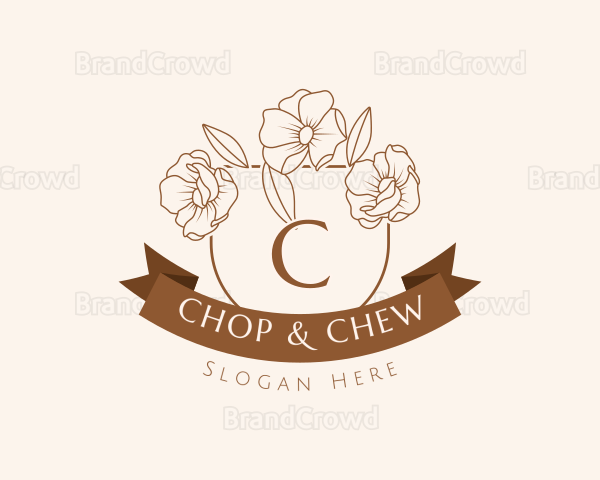 Flower Banner Shield Logo