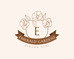 Flower Banner Shield logo design