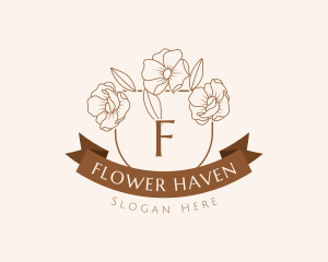 Flower Banner Shield logo design