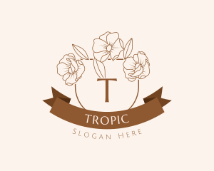 Flower Banner Shield logo design