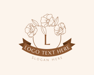 Tropical - Flower Banner Shield logo design