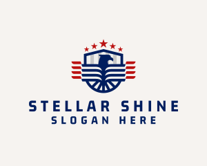 Stars Eagle Shield logo design