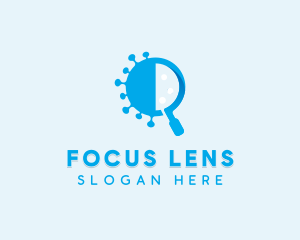 Microscope - Magnifying Glass Virus logo design