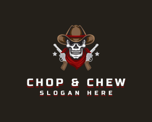 Gun - Cowboy Skull Gun logo design