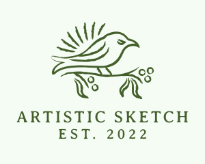 Finch Bird Drawing logo design