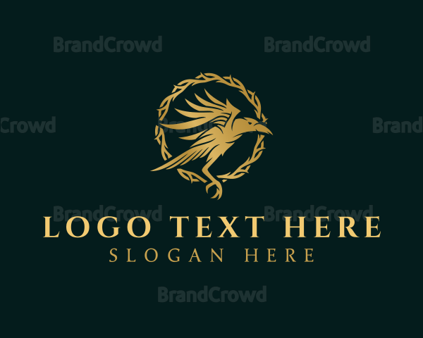Elegant Raven Crow Thorns Logo