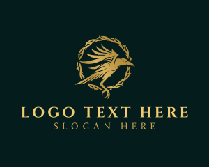 Elegant - Elegant Raven Crow Thorns logo design