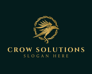 Elegant Raven Crow Thorns logo design