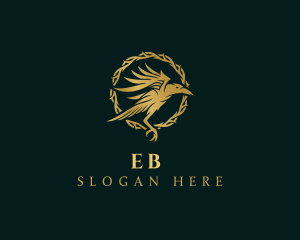 Elegant Raven Crow Thorns logo design