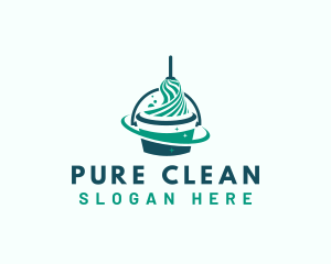 Mop Washing Cleaning logo design