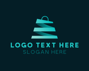 Online Shopping - Grocery Shopping Bag E-Commerce logo design