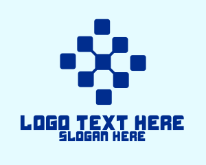 Server - Blue Digital Squares logo design