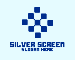 Blue Digital Squares Logo