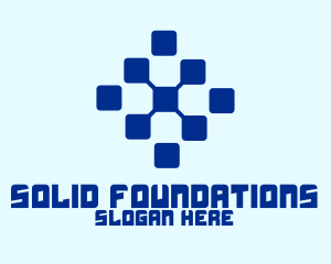 Blue Digital Squares Logo