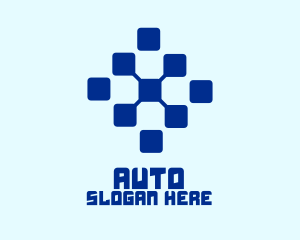 Blue Digital Squares Logo
