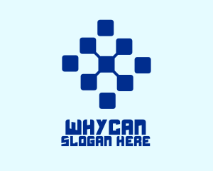Blue Digital Squares Logo