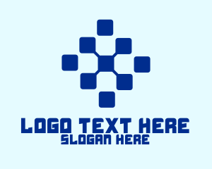 Web Developer - Blue Digital Squares logo design