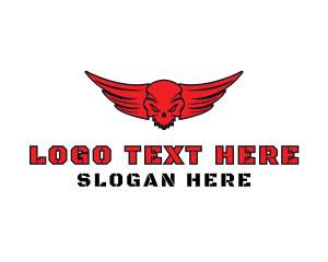 Red Skull - Devil Skull Wing logo design