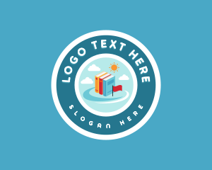 Textbook - Travel Book Library logo design
