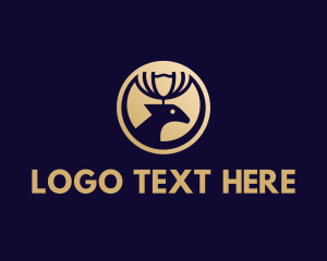 Gold Crown - Luxury Crown Reindeer logo design