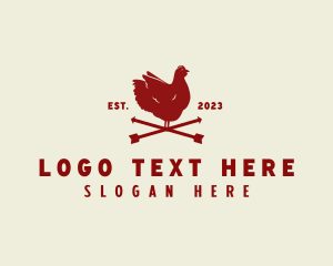 Red Chicken - Arrow Rooster Poultry logo design