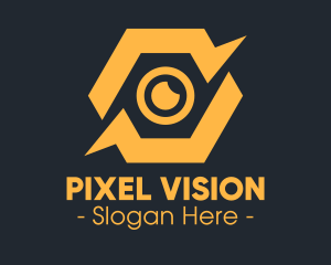 Visual - Yellow Hexagon Surveillance logo design