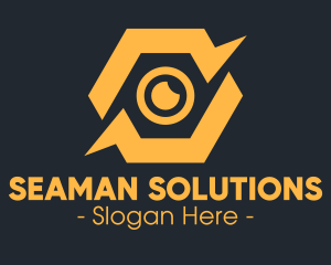 Yellow Hexagon Surveillance  logo design