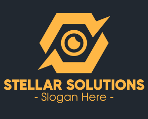 Yellow Hexagon Surveillance  logo design