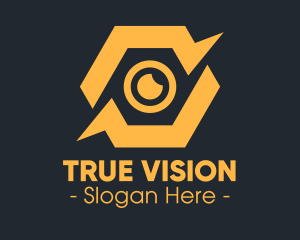 Yellow Hexagon Surveillance  logo design