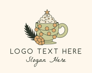 Pine Cone - Christmas Coffee Frappe Cup logo design