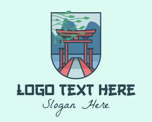 Mountain Range - Japanese Torii Gate logo design