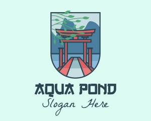 Pond - Japanese Torii Gate logo design