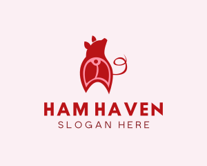 Ham - Pig Cutlet Meat logo design