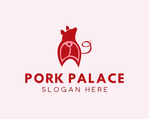 Swine - Pig Cutlet Meat logo design