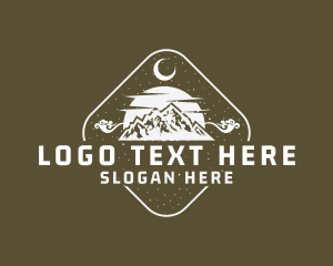 Camp - Mountain Hiking Badge logo design