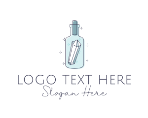 Treasure Chest - Crystal Gem Bottle logo design