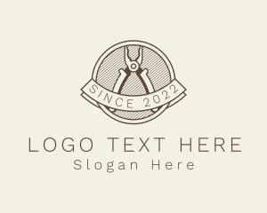 Auto Shop - Hipster Pliers Tool logo design