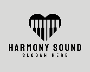 Instrumental - Piano Keys Heart logo design