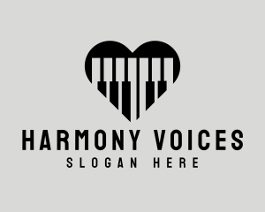Choir - Piano Keys Heart logo design