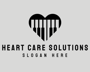 Piano Keys Heart logo design