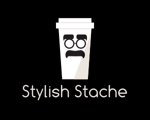 Moustache - Coffee Cup Cartoon logo design