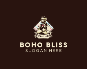 Hipster Retro Barbershop logo design