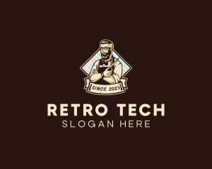 Hipster Retro Barbershop logo design