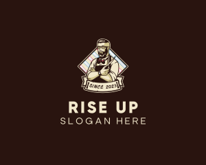 Hipster Retro Barbershop logo design