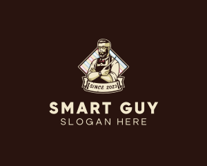 Hipster Retro Barbershop logo design