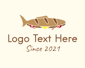 Brown - Baguette Fish Sandwich logo design