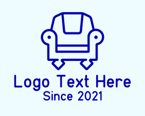 Seat - Blue Armchair Outline logo design