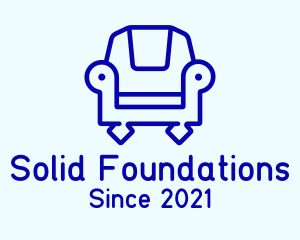 Home Furnishing - Blue Armchair Outline logo design