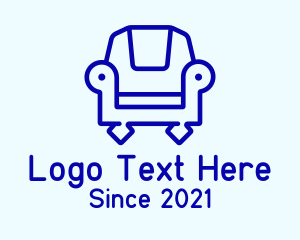 Computer Chair - Blue Armchair Outline logo design