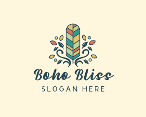 Creative Bohemian Feather logo design